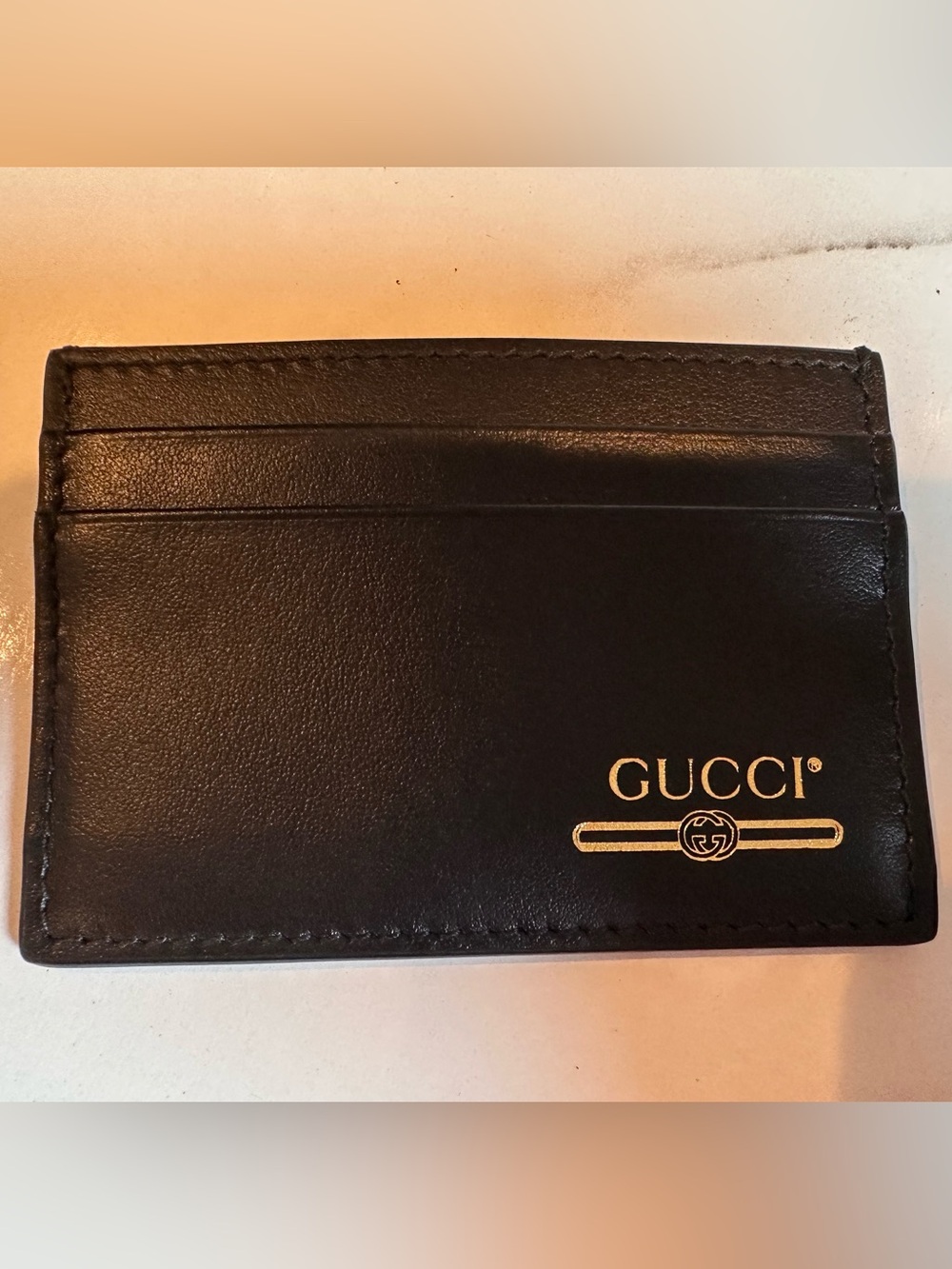 Gucci Leather Card Case Black With Gucci Logo